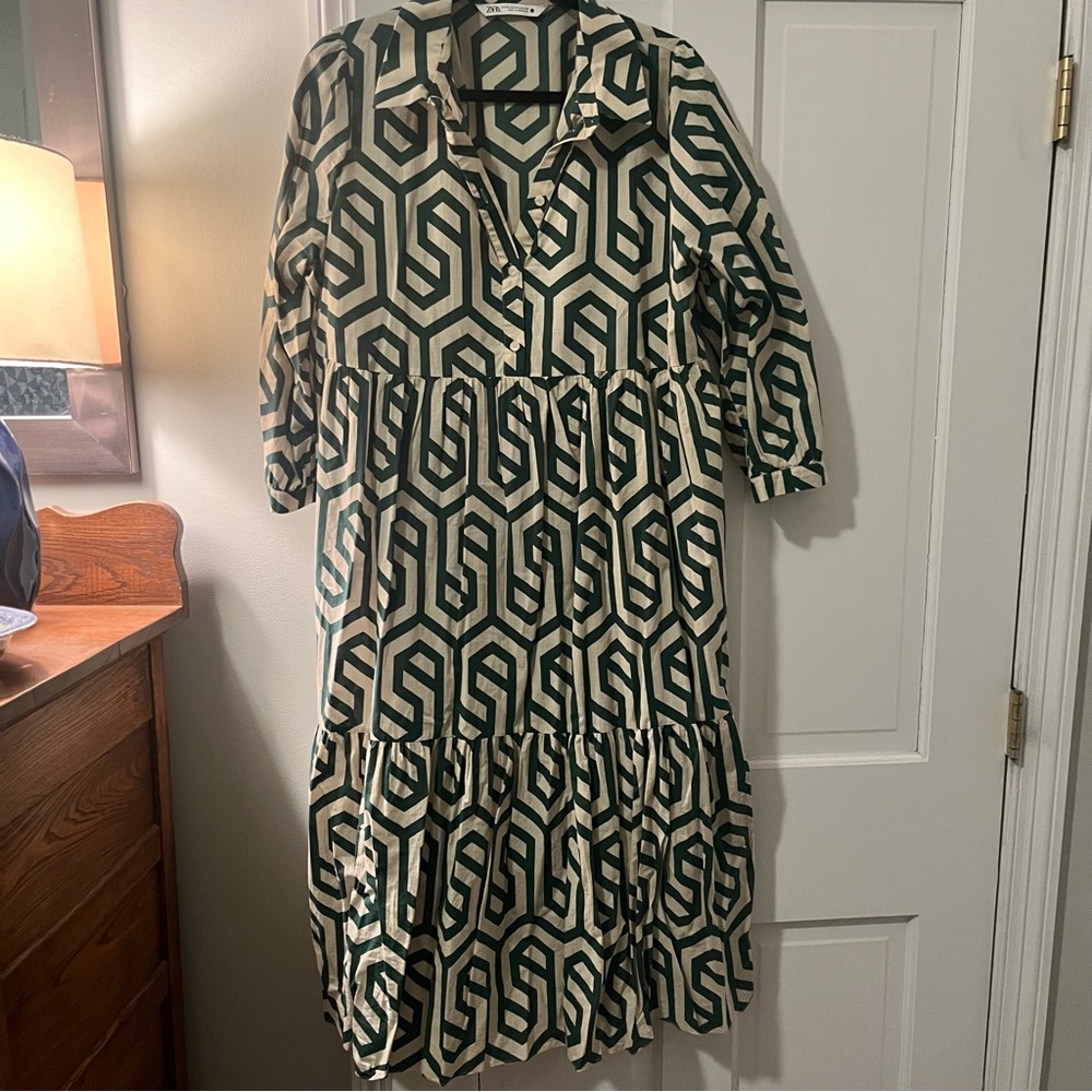 XXL Green GEOMETRIC PRINT DRESS